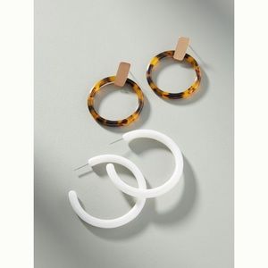 Set of TWO! Modern Resin Hoop Earrings